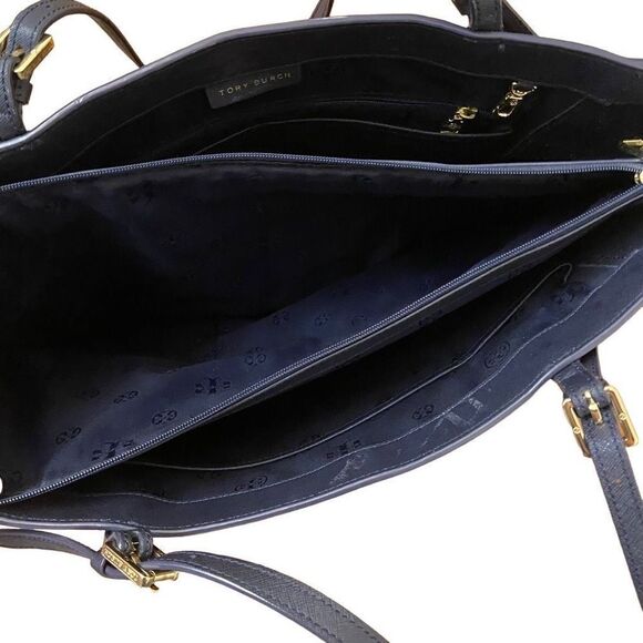 Tory Burch York Buckle Tote Saffiano Leather Navy Blue - Picture 6 of 10